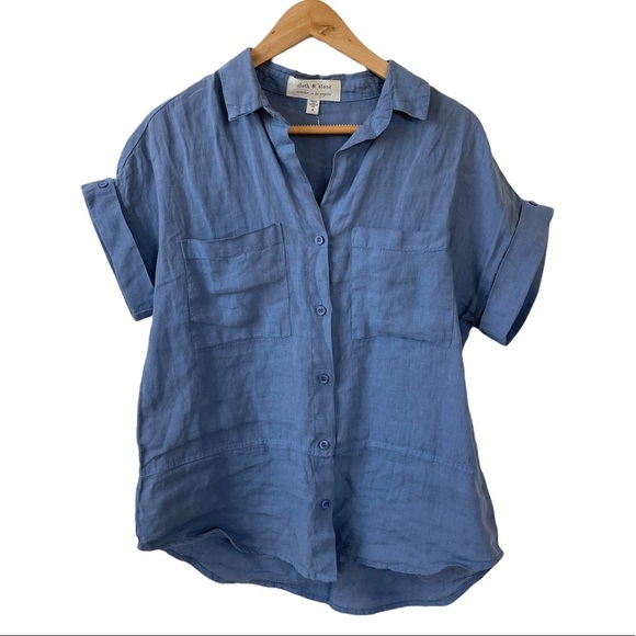 Anthropologie Tops - Cloth & Stone Linen Button Down Short Sleeve Top Blouse
